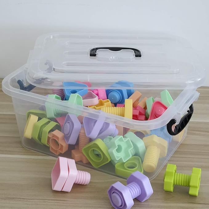 8 Liter Plastic Storage Box 2-Pack Clear Storage Bins with Handles