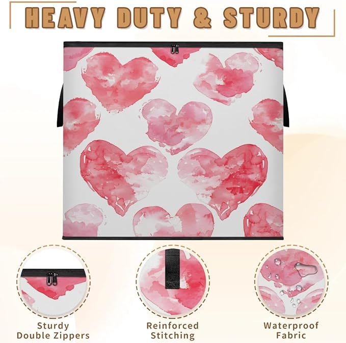 XL Large Clothes Storage with Lid Handle Valentine's Thick Clothes Blanket Storage Containers for Organizing Bedroom Closet Comforter Organization Storage