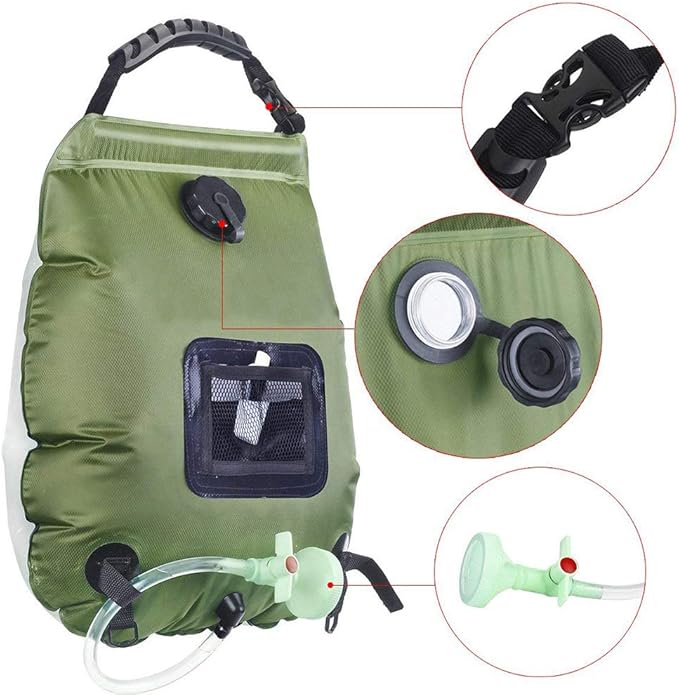 Solar Shower Bag5 Gallons/20L Solar Heating Camping Shower Bag with Removable Hose and On-Off Switchable Shower HeadSolar Shower for Camping Beach Swimming Outdoor Traveling Hiking