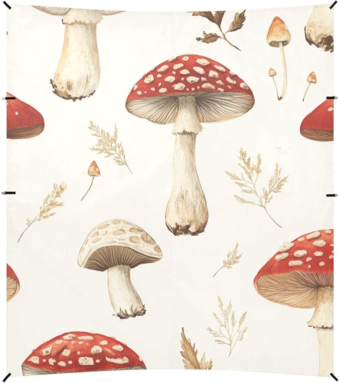 ALAZA Vintage Mushroom Beach Tent Sun Shelter Portable Canopy Sunshade for Outdoor Camping Picnics Backyard Fun 10x9 ft