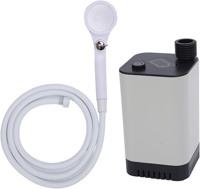 AYNEFY Rechargeable Camping Shower Pump 5200mAh Battery Powered Shower for Outdoor Camping Traveling with Head Easy Install Ideal for Beach