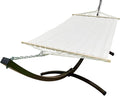 12Ft. Powder Coated Galvanized Steel Arc Hammock Stand w/Single Person Beige Bed. New Indoor/Outdoor Design(Brown)
