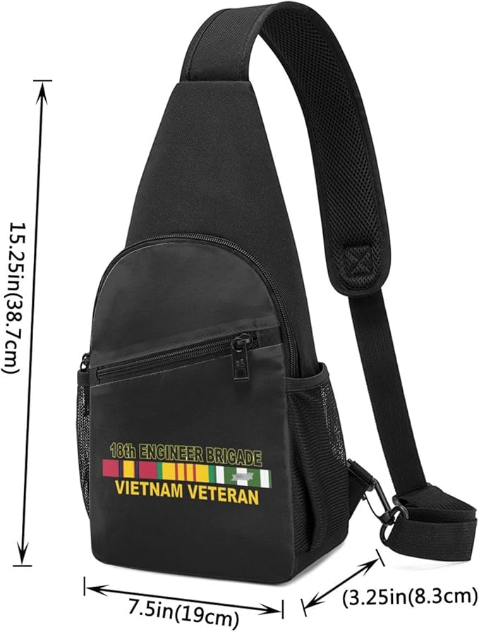 US Army 18th Engineer Brigade Vietnam Veteran Chest Pack Leisure Shoulder Crossbody Chest Bag