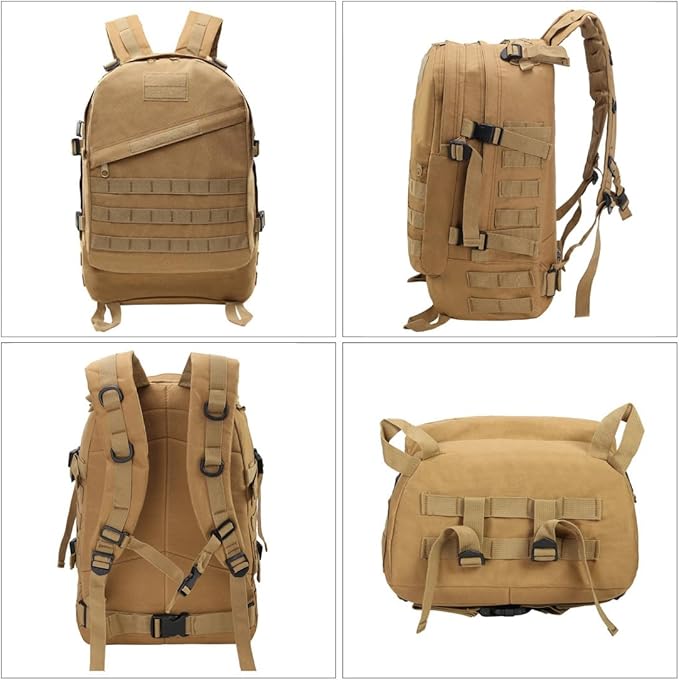 Military Tactical Backpack for Men and Women 3D Assault Pack Bag Rucksack with Molle System Hiking Pack (Mud Color)