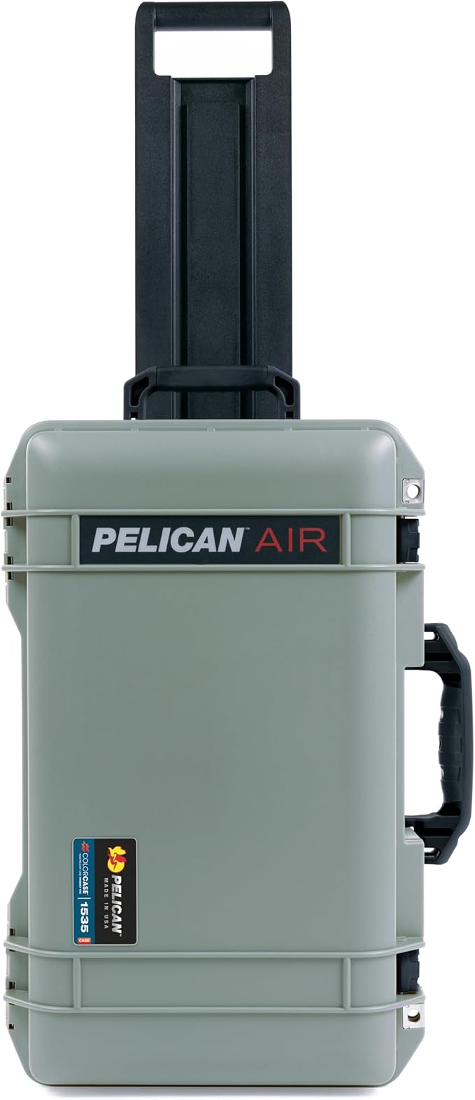 Pelican Air 1535 Carry-On Sage Green - Medium Size Waterproof Case with Pluck Foam Set and Lid Foam - Black Handles &amp Latches