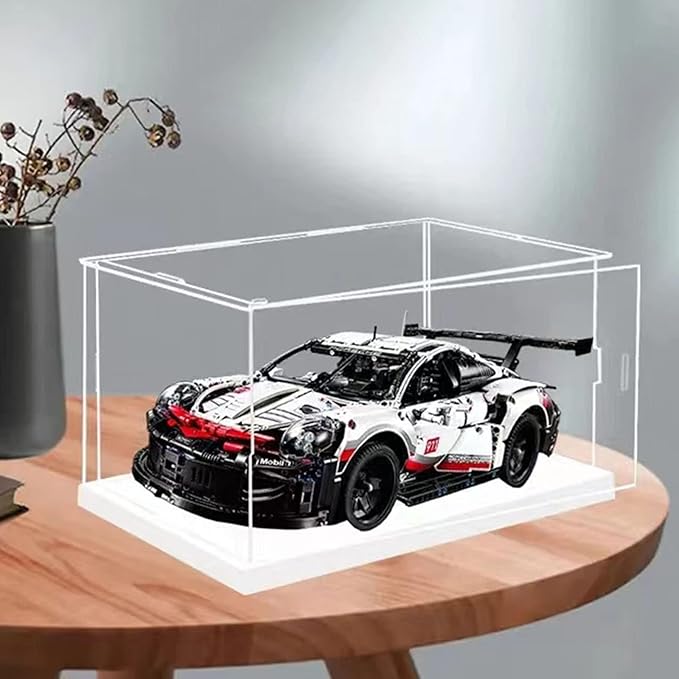 MECC Openable Clear Acrylic Display Case-Assemble Countertop Box with white Base for Display-Clear Display BoxDustproof Protection Showcase for Figures Toys Collectibles (20x12x16inch/50x30x40cm)