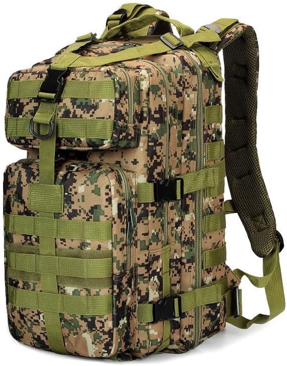Outdoor Sports Pack Hiking Bag Tactical Rucksack Camo Knapsack Combat Camouflage Tactical 35L Molle Backpack - DW