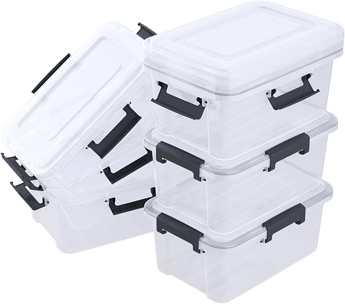 10 Quart Airtight Storage Tote pack of 6 Clear Latching Storage Box