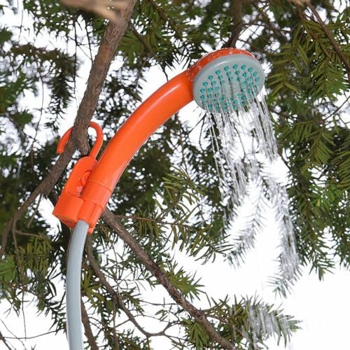 Outdoor Shower Head Portable Shower Camping Shower Outdoor Camping Shower Pump Efficient Shower Adjustable Water Flow Suitable for Camping Garden Watering Pet Cleaning