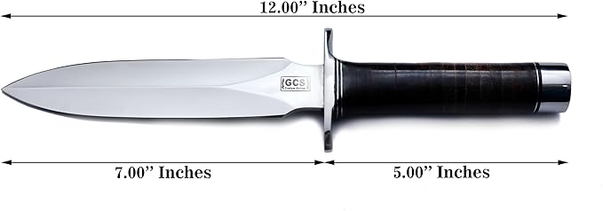 GCS Handmade Stacked Leather Handle D2 Tool Steel Tactical Hunting Knife with leather sheath Full tang blade designed for Hunting &amp EDC GCS 8