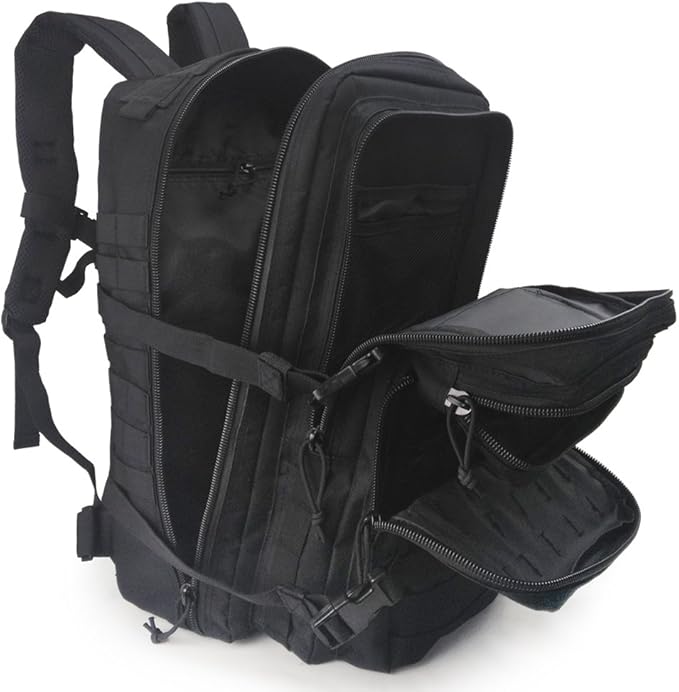 Small Tactical Backpack Waterproof Army Molle Assault Pack Bug Out Survival Bag Backpacking Rucksacks for Outdoor Sport Hunting Hiking Camping Trekking Traveling Black
