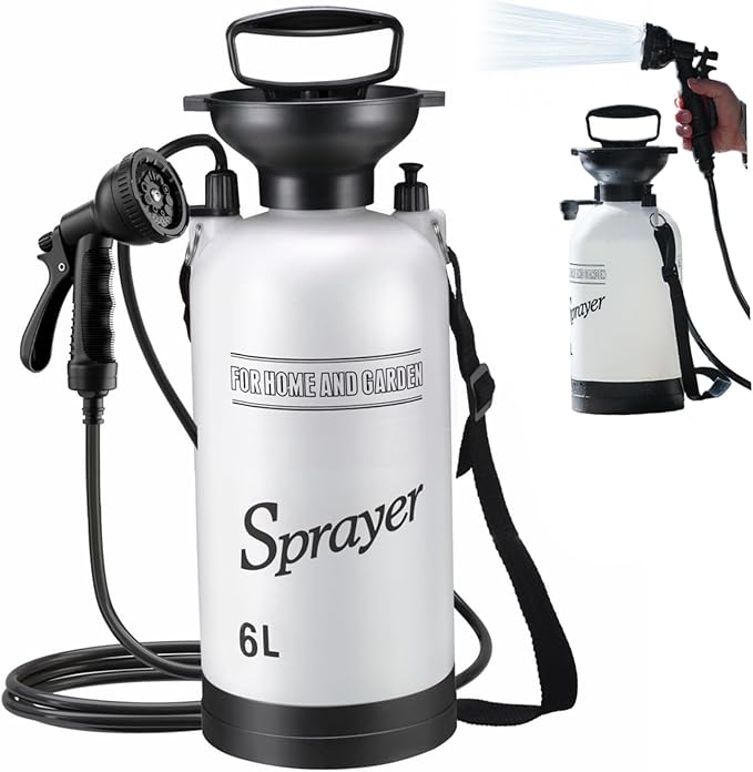 Portable Camping Shower 6L Portable Shower with 10 Modes Sprayer Head and 9.84ft Hose for Garden Picnic Hiking Beach Car Cleaning
