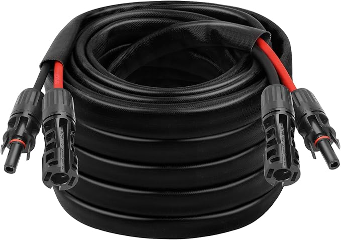 8AWG Solar Cable - 40FT Solar Panel Extension Cord 8 Gauge PV Wire with Flame Retardant Protective Sleeving Female &amp Male Waterproof Connector for RV Photovoltaic Systems Solar Panels (40 Feet)