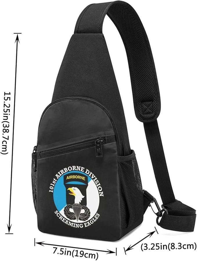101st Airborne Division with Jump Wings Chest Pack Leisure Shoulder Crossbody Chest Bag