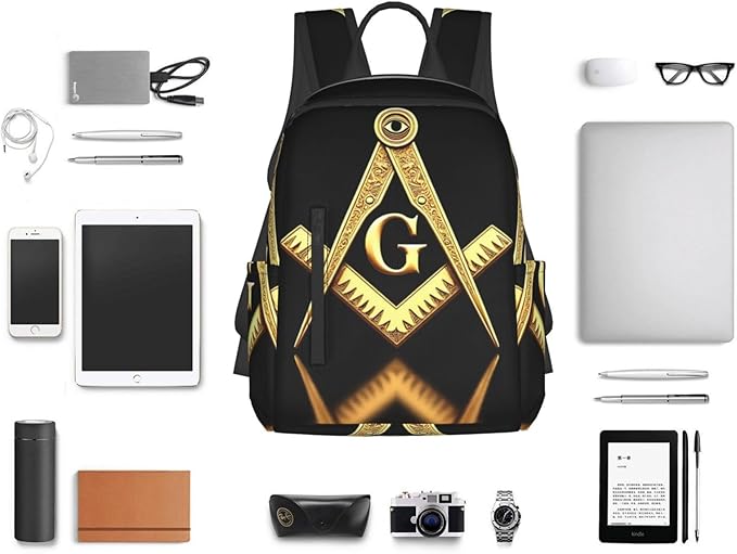 Gold freemason freemasonry masonic Travel Laptop Backpack Womens Mens Bag Bookbag