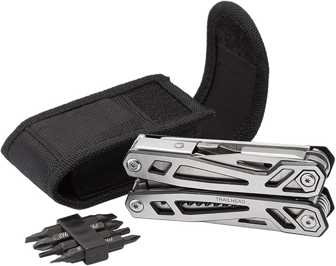 Mountain Lab Trailhead Multi-Tool 15-in-1 Stainless Steel Multitool Locking Lightweight Easy Use Pliers Nylon Carry Case for Gifts Men Outdoor Survival Hiking Camping