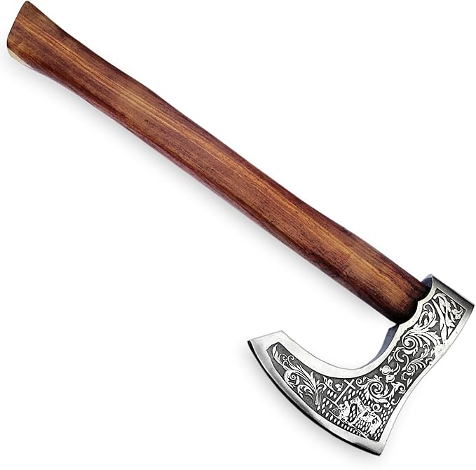 Custom Handmade Viking Hatchet Axe Carbon Steel Bearded Axe - Camping Axes - Tomahawk Battle Axe - Estwing Ax - Axe with Leather Sheath - Ideal Gift for Men Birthday for Him (9875)