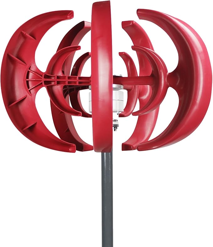 HEVIRGO Wind Turbines4500W Wind Turbines Generator12V 5-Blade Vertical Axis Wind Turbines Generator Kitfor Home Hybrids Streetlight Use Electromagnetic Electricity Producer Equipment Red
