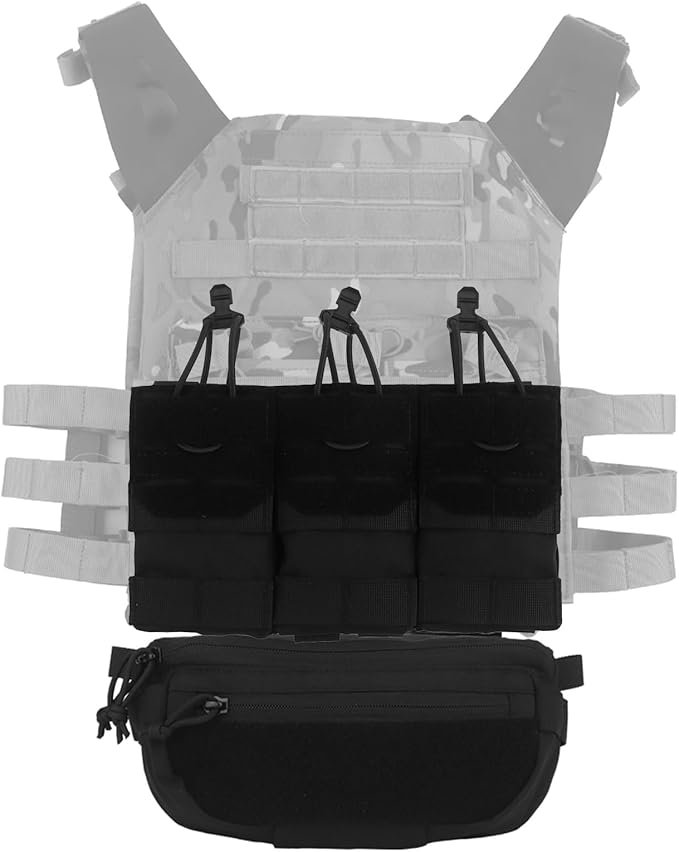 MOLLE Tactical Field Pouch Set Detachable Triple-Compartment Mag Bag and Expansion Pack Camo Dual-Purpose Belly Pouch