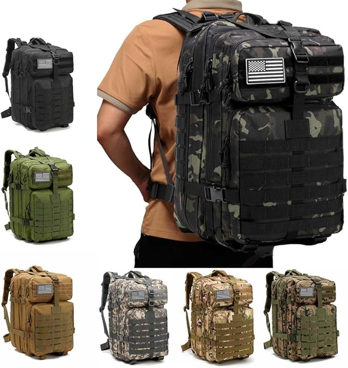 Tactical Backpack for Men 45L Military Gym Backpacks Large 3-Day Assault Pack Bug Out Bag MOLLE Daypack for Rucking Fishing Camping (Jungle Digital)