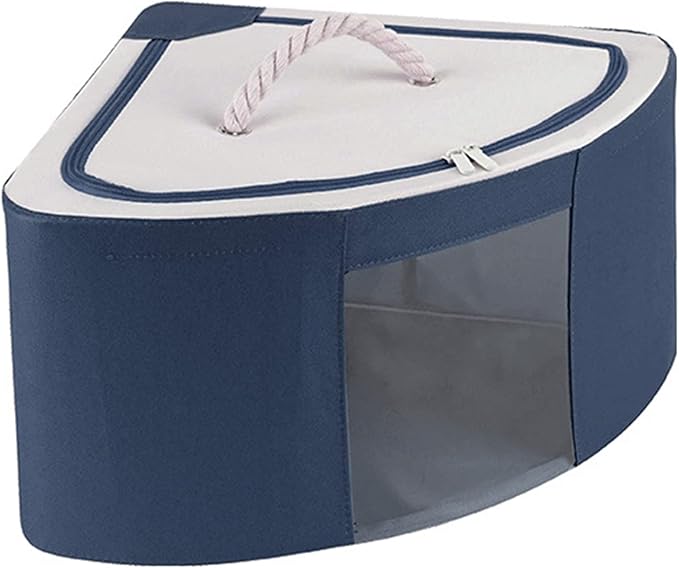 Foldable Storage Bins Cubes Boxes with Lid Triangle Corner Collapsible Fabric Storage Box Navy