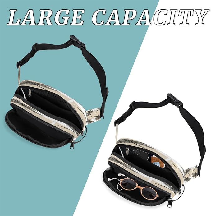 Hand Painted Abstract Dragonflies Waterproof Fanny Pack for Women Men Adjustable Waist Bag with Double Zipper Pockets Lightweight Square Hip Pack for Running Travel Hiking Workout Cycling
