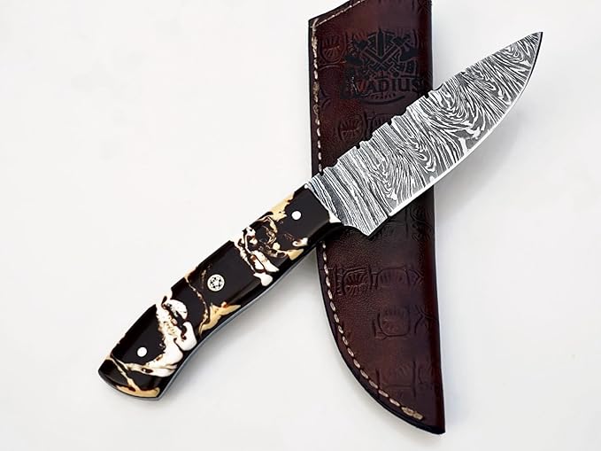 | Viking Heritage Skinner Knife – Expertly Crafted with Damascus steel for Precision Hunting and Field Dressing: Embrace the Timeless Elegance of Craftsmanship with this Razor-Sharp Blade