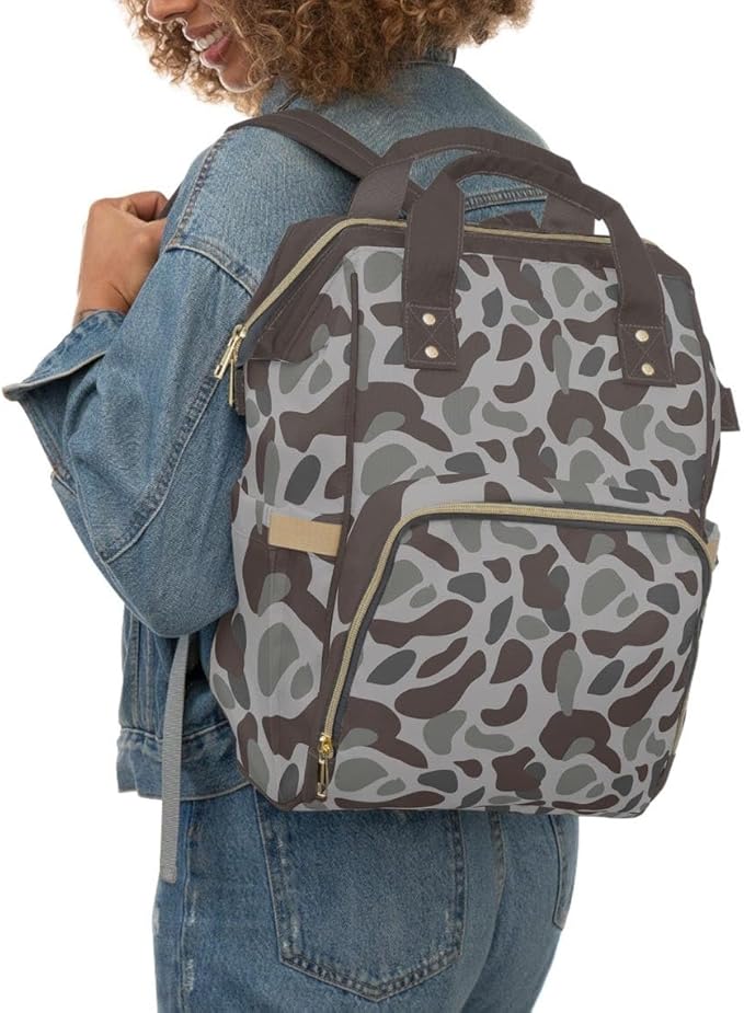 Gray Camo Backpack/Camo Diaper bag/Old School Camo Travel Bag/Hunting Bookbag/Country Life Bookbag