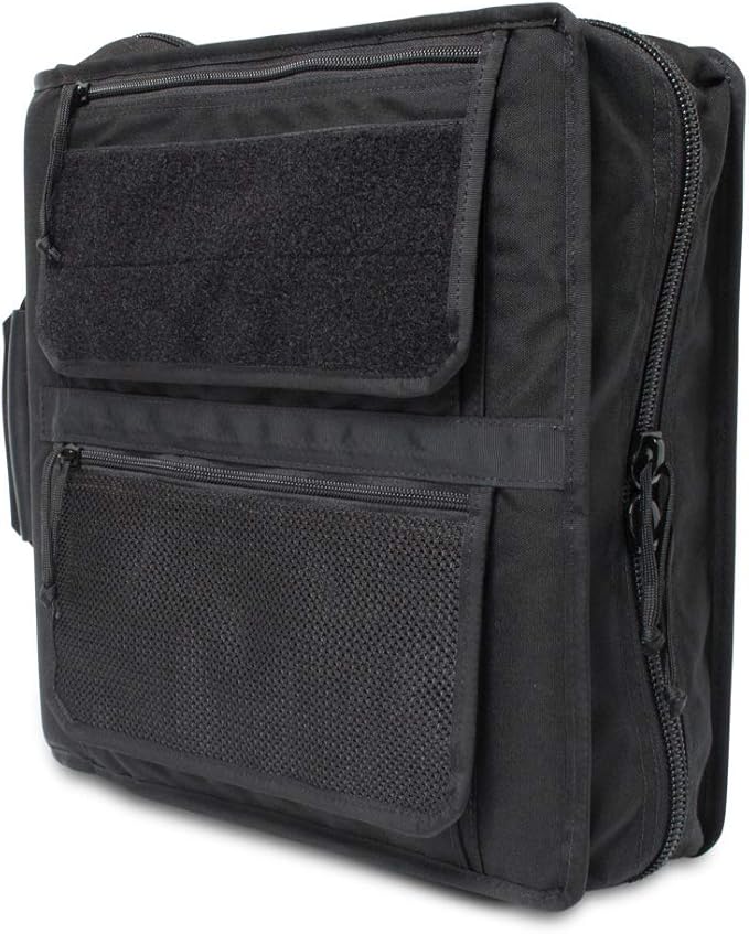TACTICAL NOTEBOOK COVERS Tactical 3-Ring Binder Cover System | Zippered Padfolio Organizer Bag with Leather Handle | Fits 3” to 4” Binders | Durable Field Use Organizer (Black)