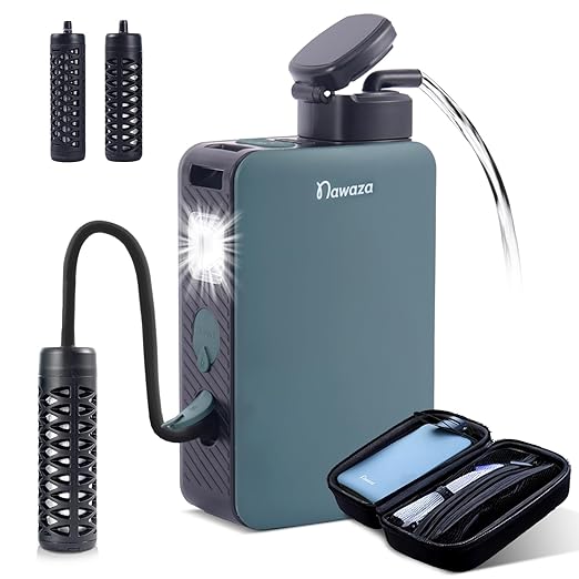 Nawaza Portable Electric Water Filter 0.01 Micron Camping Water Purifier One-Touch Outdoor Water Filtration for Hiking Emergency &amp Survival