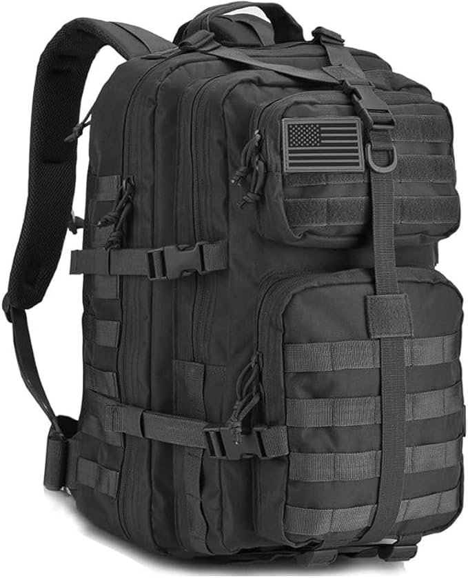REEBOW GEAR Tactical Backpack for Men Army Molle Military Style Assault Pack Bug Bag Backpacks Daypack (40L Black)