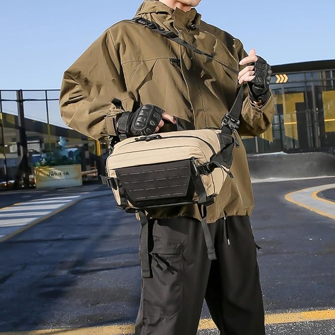 MiOYOOW Tactical Sling Backpack Outdoor Waist Bag Waterproof Crossbody Bag with Concealed Pocket for Hunting Fishing Hiking