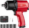 AEROPRO TOOLS 1/2-Inch Aluminum Air Impact Wrench(A398)Twin Hammer with 1380FT-LB Max Loosening Torque Pneumatic Impact Gun for Auto Repair Tire Shop (1380 ft-lbs | Air Impact Wrench + Socket)
