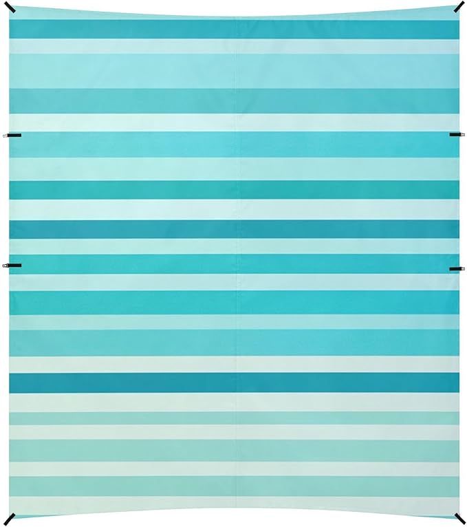 ALAZA Teal Blue Stripes Beach Tent Sun Shelter Portable Canopy Sunshade for Outdoor Camping Picnics Backyard Fun 10x9 ft