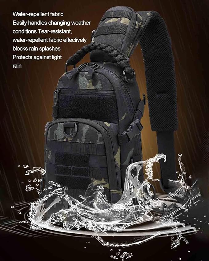 Small Sling Bag for Men Tactical Chest Shoulder Backpack MOLLE EDC Fanny Crossbody Pack toolbag