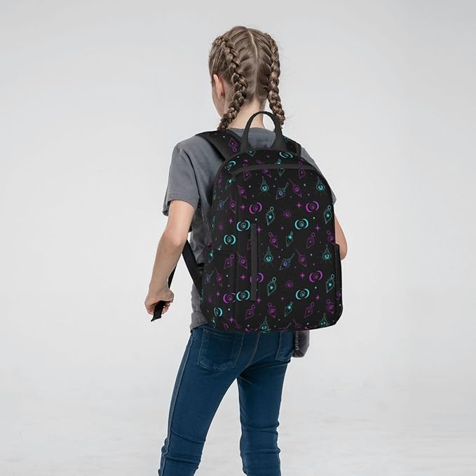gothic trippy purple sun moon magic alchemical cosmic witch witchy Backpack Lightweight Backpack for College Travel Work for Men and Women