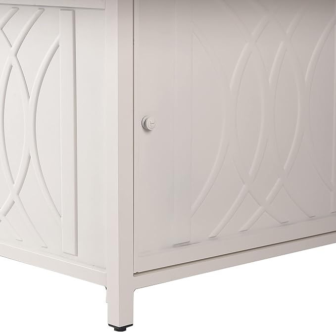 Oakland Living Square 42 in. x 42 in. Aluminum Propane Fire Pit Table with Glass Beads Two Covers Lid 57000 BTUs in White Finish