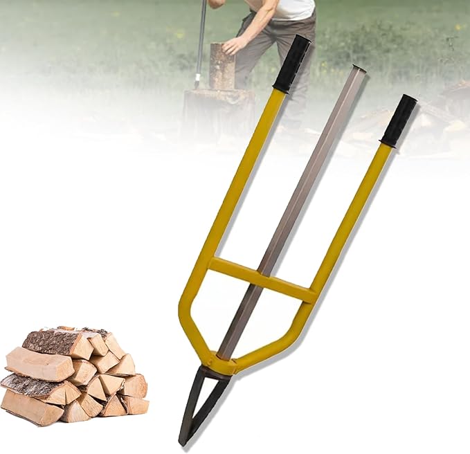 Portable Manual Log Splitter Firewood Kindling Tool for Outdoor Wood Splitting Triangular Large Arc Design Inertia Wedge Axe for Camping Farm &amp Home Use Wilderness Survival