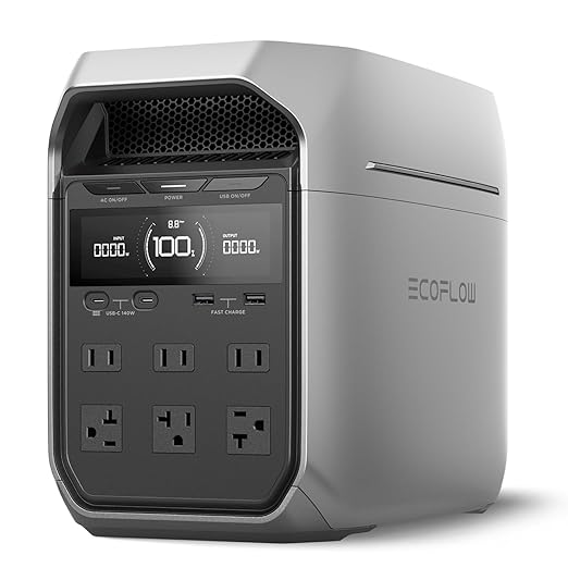 EF ECOFLOW Portable Power Station DELTA 3 Plus 1024Wh LiFePO4 (LFP) Battery 1800W AC/140W USB-C Output Solar Generator (Solar Panel Optional) for Home Backup Camping&ampRV