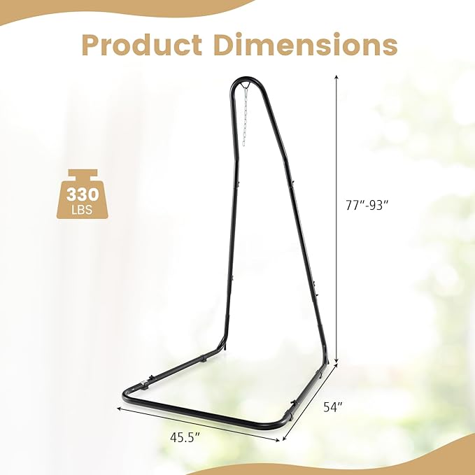 Tangkula Hammock Chair Stand Heavy-Duty Metal Hammock Swing Stand with Safety Hook &amp Sturdy Chain for Hanging Chair Capacity Indoor Outdoor Hammock Chair Stand Only