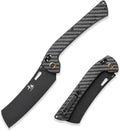 SENBON foldable chef's knife AUS-8 stainless steel with black titanium plating carbon fiber handle with back clip portable outdoor folding fruit knife