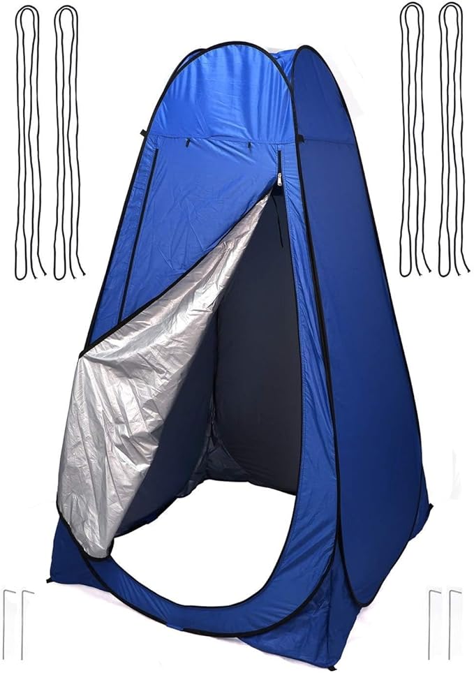 Pop Up Privacy Tent Blue Camping Shower Tent Outdoor Changing Tent Portable Bathroom Toilet Tent Privacy Tent with Portable Bag for Camping Beach Hiking Travelling