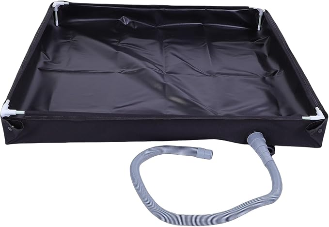 Diydeg Portable Shower Pan 31.5 x 31.5 x 3.9 Inch Foldable Shower Base with Detachable Drain Pipe for Outdoor Camping Beach