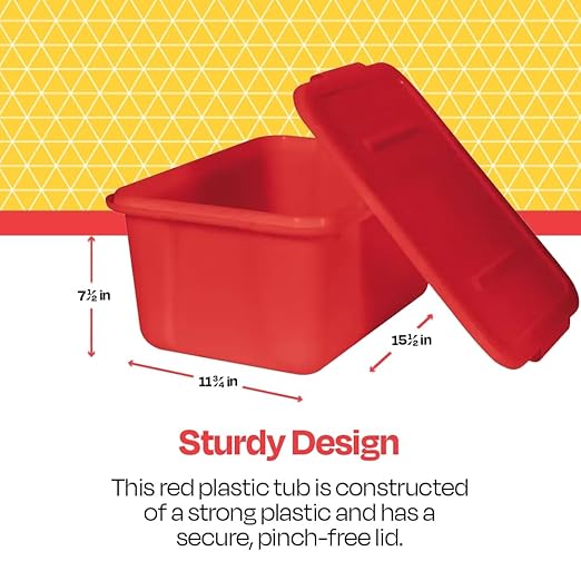 School Smart Storage Bin with Non-Snap Lid 15 Quart Red