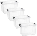 Superio Clear Storage Boxes with Lids 8.75 Quart Plastic Container Bins for Organizing Stackable Crates BPA Free Non Toxic Odor Free Organizers for Home Office and Dorm 4 Pack