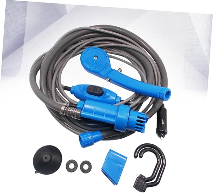 12v Portable Camping Shower Cable Electric Pump Hook Sucker for Outdoor Travel Pet Car Washing