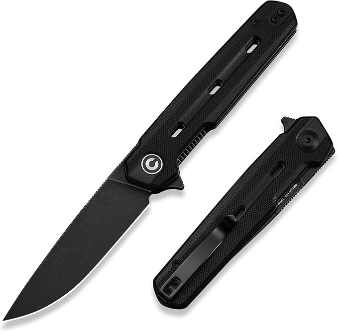 CIVIVI Navo Pocket Knife for EDC 3.25 Nitro-V Blade G10 Handle with Reversible Clip Folding Knife for Men Women C25015A-1 Black