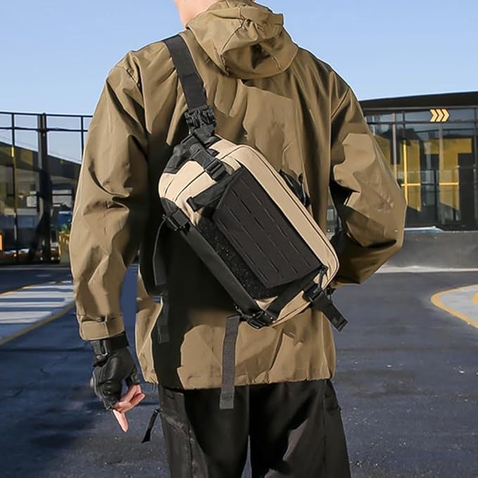 MiOYOOW Tactical Sling Backpack Outdoor Waist Bag Waterproof Crossbody Bag with Concealed Pocket for Hunting Fishing Hiking