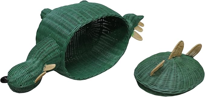 DINOSAUR HANDMADE RATTAN DRAGON Kids Room Park Nest Basket Wicker Bin Storage Boho Nursery Shelf Decor Organizer