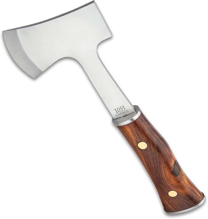 Timber Wolf Expedition Set | 5 1/2 Knife Blade | 10 Knife Overall | 4 1/4 Axe Head | 11 Axe Overall | Wooden Handles | 1055 Carbon Steel | Includes Premium Dual Leather Sheath